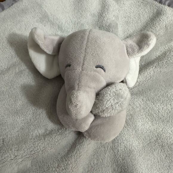 Carters Elephant Baby Lovey Security Blanket Plush Soother Gray‎ Satin Trim - Picture 2 of 6
